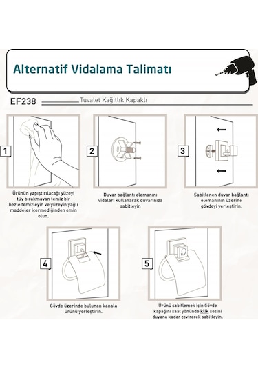 Teknotel Easyfıx Yapışkanlı Kapaklı Tuvalet Kağıtlık Krom Ef238