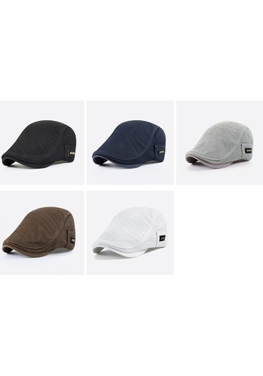 Hqgoodstore Yeni Rahat Basit Düz Renk Tam Örgü Nefes Alabilen İnce Erkek Sivri Şapka Siyah Siyah