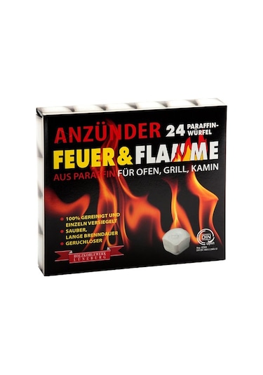 Feuer & Flamme Mangal Kömürü Tutuşturucu Tutuşturma Küpleri 24 Ad