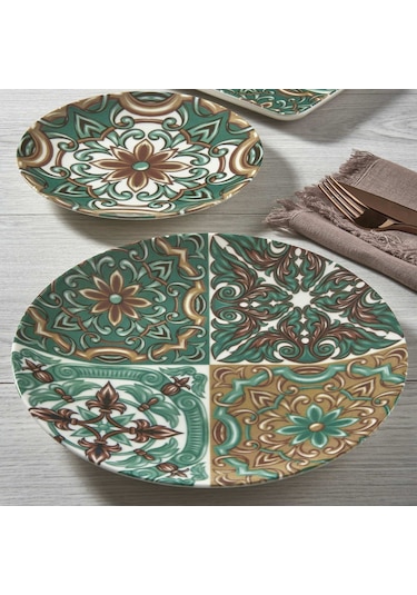 Güral Atina 18 Parça 6 Kişilik Bone Kahvaltı Takımı - 21882 Çok Renkli