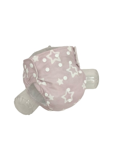 Bezhane Baby Çıt Çıtlı Yıkanabilir Bebek Bezi Pembe Beyaz Yıldızlı