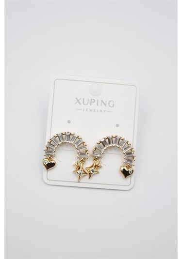 Gökkuşağı Taşlı Küpe - Altın Çok Renkli