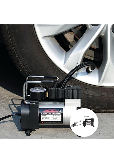 Lastik Şişman Hava Kompresörü Otomatik Kapatma Özelliği Ve Led Işığı İle Araba Ve Motosiklet Lastikleri İçin Yüksek Basınçlı Metal Pompa