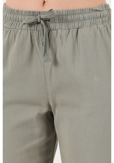 Lela Pamuklu Normal Bel Regular Fit Düz Paça Bayan Pantolon 668Yp42282S4 Açık Haki
