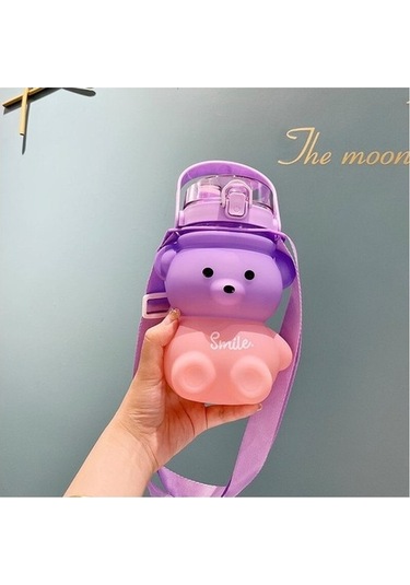 Docodis Gradyan Ayı Çocuk Pipet Su Bardağı Aonn5g Açık Mor