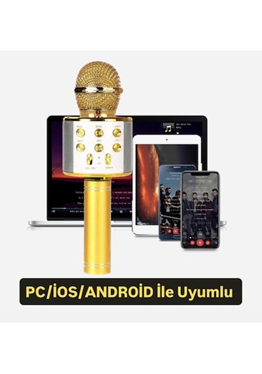 Türkçe Seslendirme Karaoke Mikrofonu Bluetooth Mikrofon Bluetooth Speaker Hoparlör Aux-tf-usb Giriş