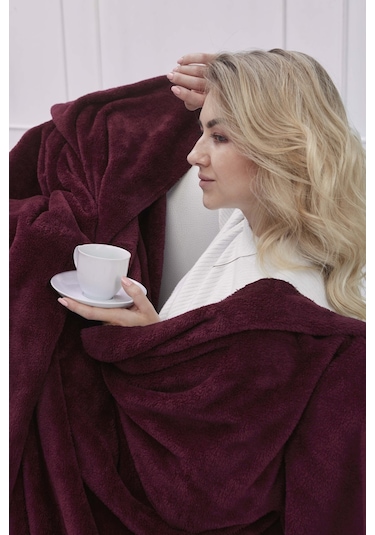 Deluxe Wellsoft Tv Battaniyesi Mürdüm Tek Kişilik Battaniye 150x200 Cm