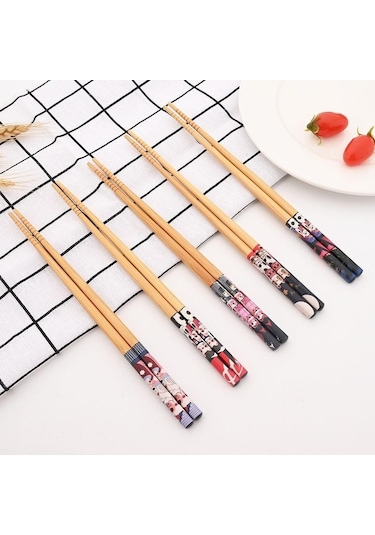 Agoodshop 5pairs Japon Yemek Çubukları Suşi Kaymaz Set Yemek Kaşık Tk. 56645617 Diğer