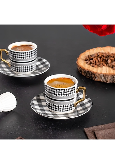 Porsima Yky098-6 6'lı 12 Parça Türk Kahvesi Fincan Takımı 100 Ml