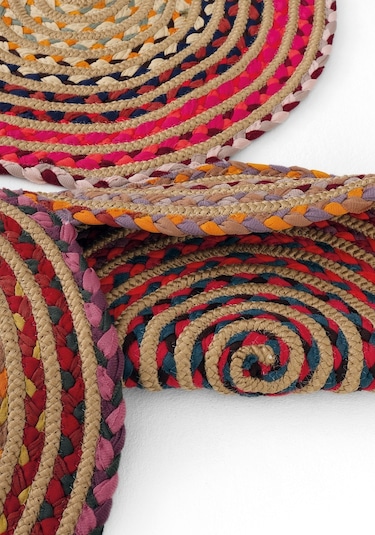 Cool Halı Luke 414 Renkli Yuvarlak Halı Bohem Örgü Hasır Kilim Dekoratif Mutfak Balkon Banyo Halısı