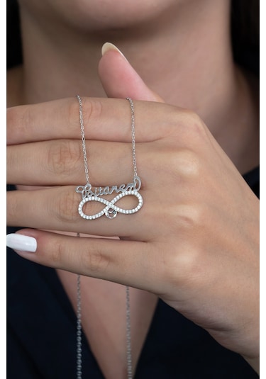 Sonsuzluk Bitanem Yazılı Kadın Gümüş Kolye Sevgiliye Wsn95