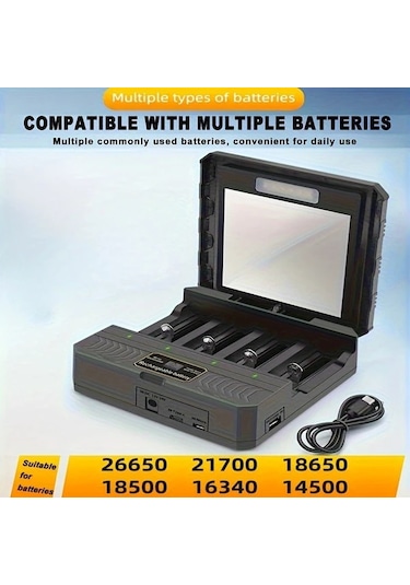 Xuweiwei 2000mah Güneş Litium İyon Pil Şarj Cihazı 3.7v Çok Fonksiyonlu Usb Akıllı 18650 26650 21700 18500 16340 14500 Li İon Pil Şarj Cihazı