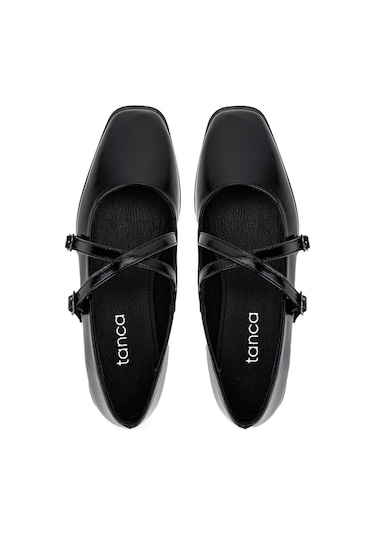 Tamer Tanca Kadın Hakiki Deri Siyah Rugan Babet Ayakkabı 1073 Yk7 Bn Ayk Sk25-26 Sıyah Krsk Rgn Siyah Kırışık Rugan