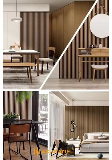 Akupanel Flex 60x245 Cm Ceviz Renk Akustik Ahşap Duvar Paneli Ceviz