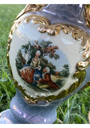 Aşıklar Motifli Porselen Abajur 63 CM