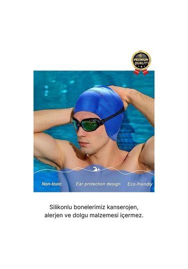 Premium Su Geçirmez Sızdırmaz Kaymaz Elastik Yüzme Şapkası Kaliteli Silikon Deniz Havuz Yüzme Bonesi Çok Renkli