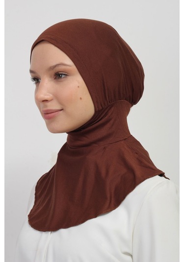 Pratik Esnek Likralı Boyunluklu Geçmeli Bone Çikolata