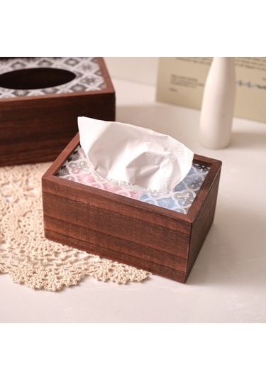 Vintage Renk Büyük Mendil Kutusu, Masif Ahşap Çin Retrosu A