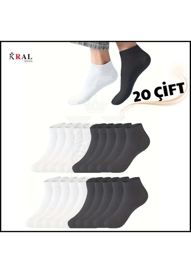 Kadın - Erkek 20 Çift Düz Desen Ekonomik Bilek Boy Çorap