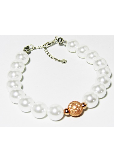 Lilahgümüştr Gümüş Dorika Toplu Yuvarlak İnci Kadın Bileklik