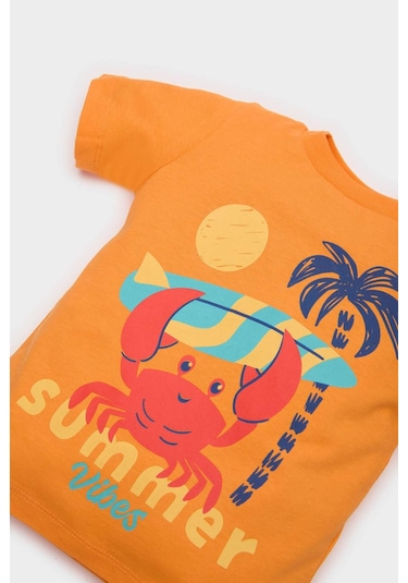 DeFacto Erkek Bebek 2'li Takım Yengeç Baskılı Kısa Kollu Tişört Esnek Belli Deniz Şortu E3521A525SMOG313 Turuncu DeFacto Erkek Bebek 2'li Takım Yengeç Baskılı Kısa Kollu Tişört Esnek Belli Deniz Şortu E3521A525SMOG313 Turuncu