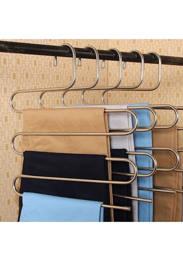Arvale 6 Adet Metal Pantolon Eşarp Askısı 5 Katlı 6 Adet Askı