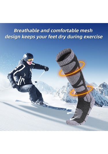 Jeehugo Erkek Kayak Çorapları Koyu Gri L Beden 38-42 - Pamuklu, Esnek, Isı Yalıtımı Sağlar K.Gri