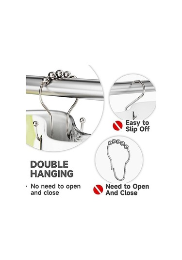 Ulzyvf Perdesi Perdesi Kancası, Halkaları Gümüş Gümüş Duş Duş Adet 12 Wd Gümüş