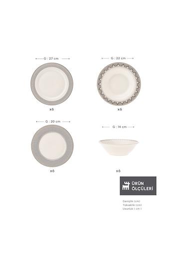 Karaca  Forever Bone Globe 24 Parça 6 Kişilik Yemek Takımı