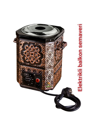 Elektrikli Nostaljik Bahçe Semaveri Bakır Demlik Dahil