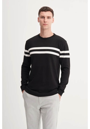 Cazador Slim Fit Viskon Kumaş Basic Siyah Erkek Kazak 33025 Siyah