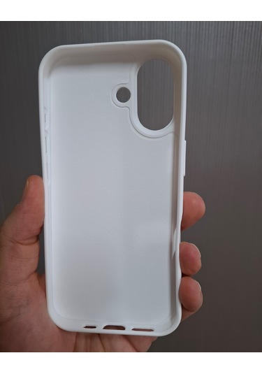 İphone 17 Uyumlu Logolu İçi Kadife Silikon Lansman Kılıf Beyaz