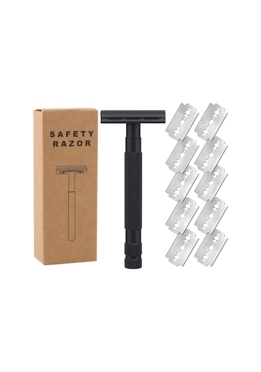 Eski Moda Manuel Tıraş Makinesi Tıraş Makinesi Manuel Çift Taraflı Tıraş Makinesi Manuel Tıraş Makinesi Eski Moda Tıraş Makinesi Dsr05 Mat Siyah Örgü 10 Bıçak