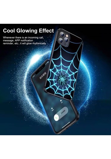 Vkemall  13 Pro Uyumlu Şarj Edilebilir Kılıf - Örümcek Dinamik Işık Animasyonu, Tam Koruma, Manyetik Şarj Model 2