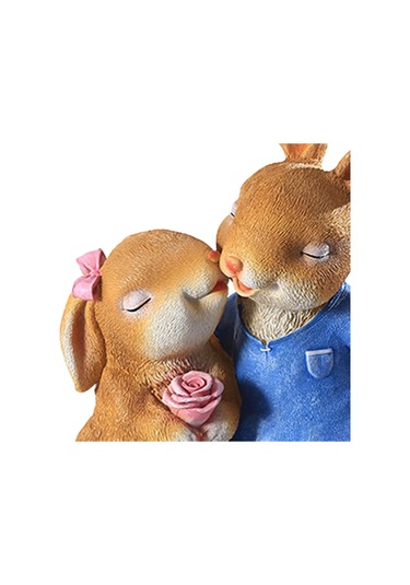 Suntek Karikatür Bahçe Çift Tavşan Heykelleri Masa Üstü