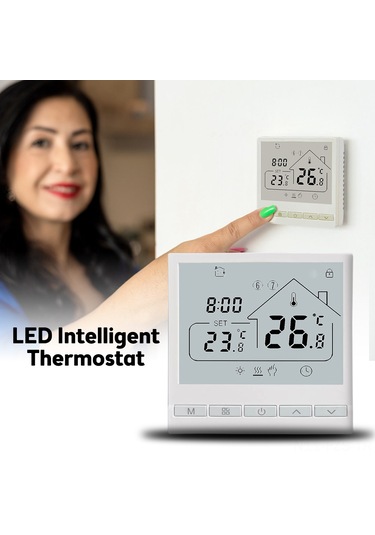 Fosenze Beyaz Wifi Akıllı Sıcaklık Kontrolörü 16a Elektrikli Isıtma 5+2 Haftalık Programlama Led Ekranlı Termostat