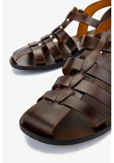 Valmenti Erkek Hakiki Deri Kahverengi Düz Sandalet 1152 019 Erk Sndlt Y25 Marrone Kahverengi