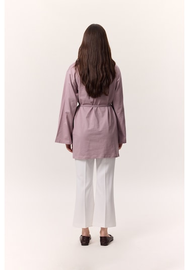 Bağlama Detaylı Oversıze Tshırt Lila Lila