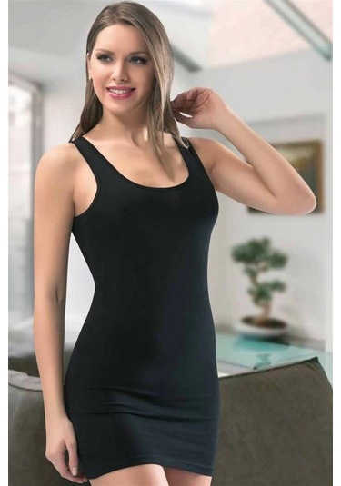 Giyim Bayan Kalın Askılı Tunik Body Siyah Siyah