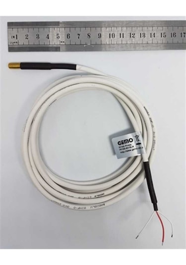 Gemo PT100-6H-SLK Sıcaklık Sensörü 3m Silikon Kablolu (3 telli) Pt-100 Sensör, Uç Çapı 6 mm, (-50°C ... +200°C)