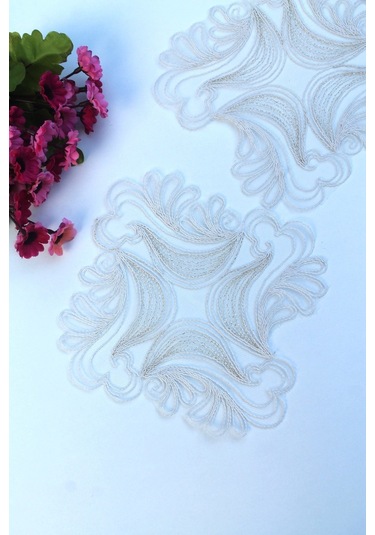 6 Adet Kare Motifli Krem Gold Simli Bardak Altlığı & Peçete Altın