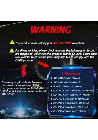 Lumaworld Siyah Obd2 Okuyucu Araç Tanılama Cihazı Canlı Veri Akışı Ev Uyumlu Tüm 1996 Sonrası Arabalar İçin