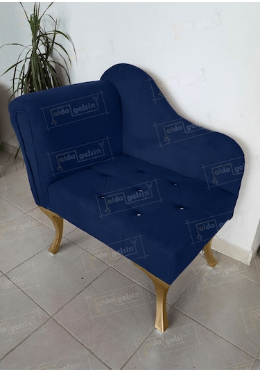 Yeni Model Tekli Köşe Koltuğu Josefin Bench Gold Ayak Laci Lacivert