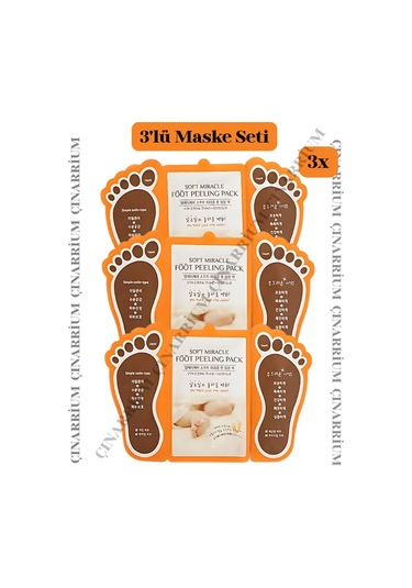 Ayak Peeling Maskesi 3 Lü Soyulma Etkili, Ölü Deri Temizleyici Ve Pürüzsüzleştirici Bakım