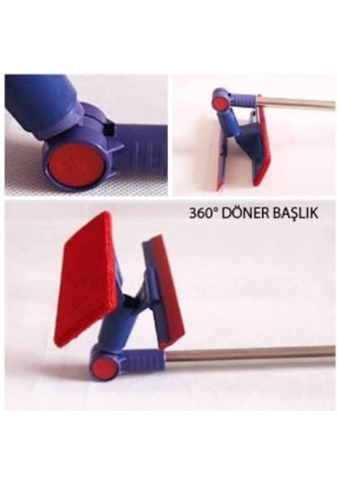 Mikrofiber Hareketli Çekçekli Teleskopik Cam Silme Aparatı