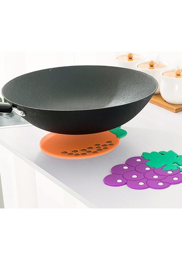 Mucit Home Çok Amaçlı Silikon Nihale Meyve Tasarımlı Isıya Dayanıklı Altlık 1 Adet Renkli