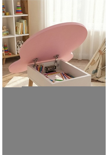 Çocuk Masası & Çocuk Sandalyesi Happy Face Sevimli Figürlü Set Pembe