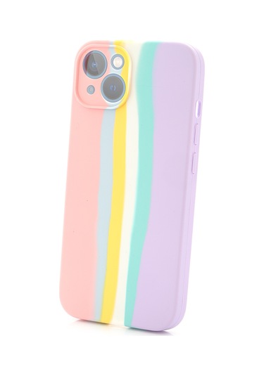 İphone 12 Uyumlu Kılıf Gökkuşağı Rainbow Lansman Silikon-leke Tutmayan Yüzey-tam Koruma Sağlar Pembe