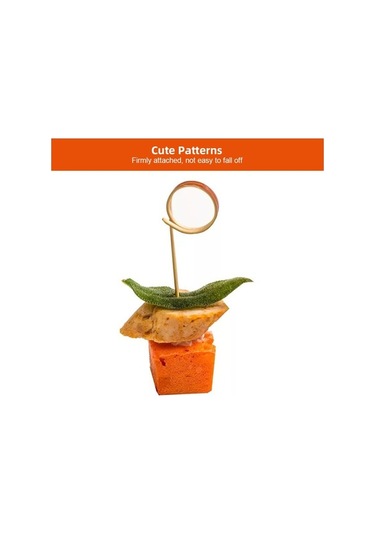 Fortunelane 100 Adet Bambu Meyve Çataları - Çilek Desenli, Kreatif Takviye, Güvenli Ve Estetik, Diğer Diğer