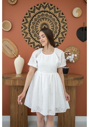 Beyaz Fisto Elbise Beyaz